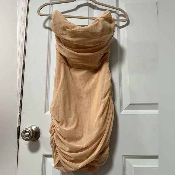 Oh Polly Nude Mini Mesh dress - Picture 1 of 5